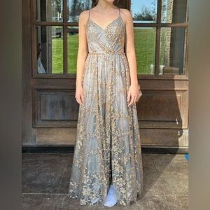 Colette Mon Cheri Gold Prom Dress